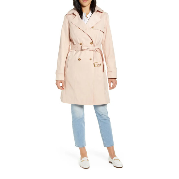 NWT Cole Haan Signature Hooded Trench Coat in Nude Women's NUDE SIZE S - Picture 1 of 6